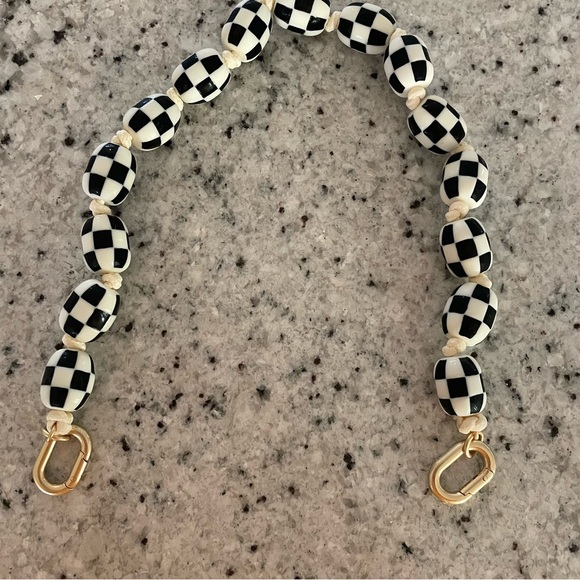 Clare V Handbags - NWT Clare V Cream and Black Checkered Shortie Strap with Gold Clasps